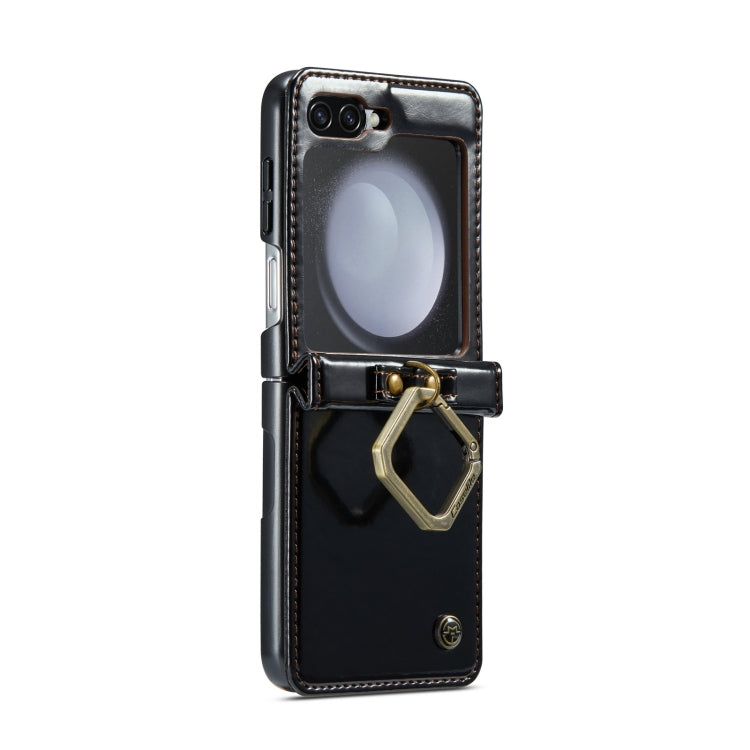 For Samsung Galaxy Z Flip5 CaseMe 003 PU + PC Business Style Crazy Horse Texture Ring Leather Phone Case with Lanyard(Black) - Galaxy Z Flip5 Cases by CaseMe | Online Shopping South Africa | PMC Jewellery | Buy Now Pay Later Mobicred