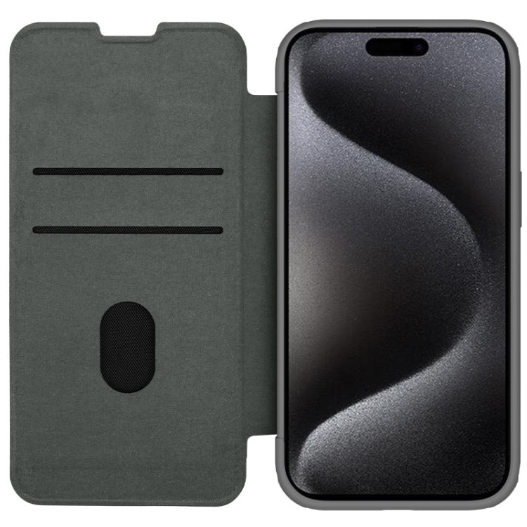 For iPhone 15 Pro Max NILLKIN QIN Series Pro Fabric Textured Leather Phone Case(Grey) - iPhone 15 Pro Max Cases by NILLKIN | Online Shopping South Africa | PMC Jewellery