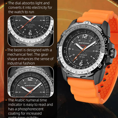 NORTH EDGE EVOQUE2 Outdoor Waterproof Solar Charging Sports Watch(Black) - Sport Watches by NORTH EDGE | Online Shopping South Africa | PMC Jewellery | Buy Now Pay Later Mobicred