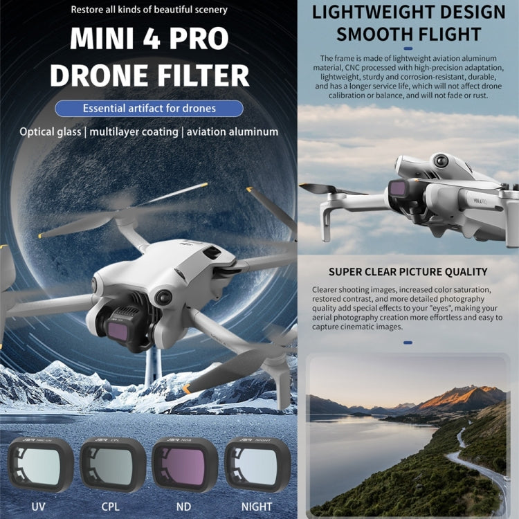 For DJI Mini 4 Pro JSR KB Series Drone Camera Lens Filter, Filter:4 in 1 NDPL - free shipping - PMC TechLife - Order now!
