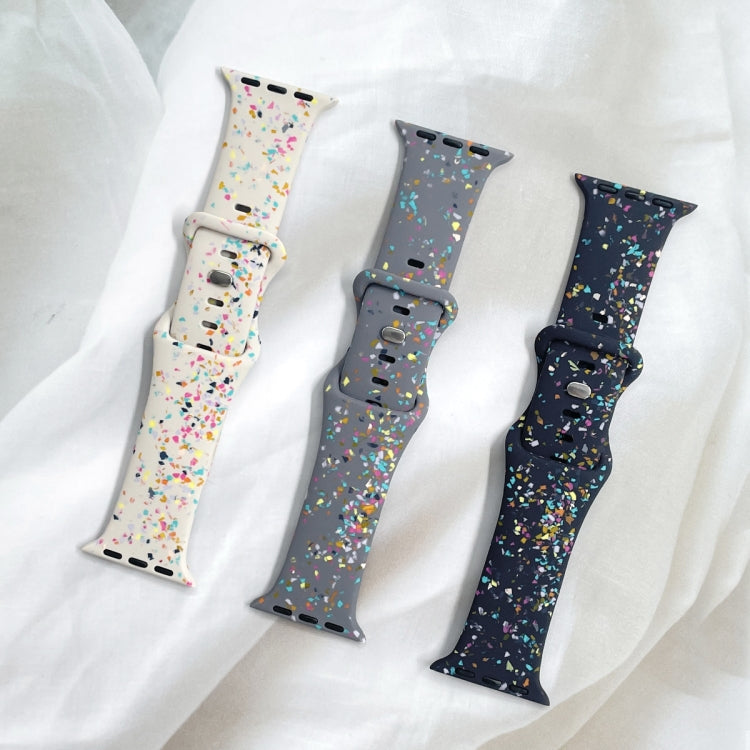 For Apple Watch Serie 8 41mm Floral Silicone Watch Band(Grey) - Watch Bands by PMC TechLife | Online Shopping South Africa | PMC TechLife