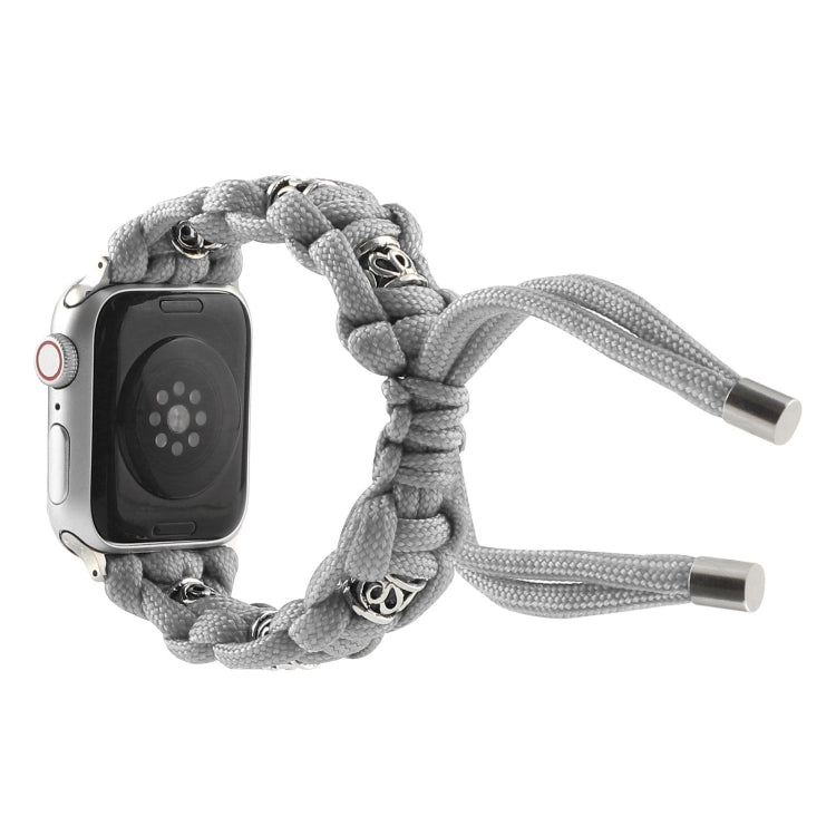 For Apple Watch Series 9 45mm Silk Silver Beads Braided Watch Band(Grey) - Watch Bands by PMC TechLife | Online Shopping South Africa | PMC TechLife