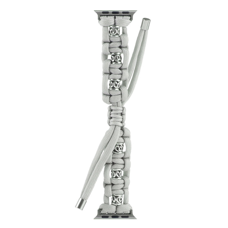For Apple Watch Series 5 40mm Silk Silver Beads Braided Watch Band(Grey) - Watch Bands by PMC TechLife | Online Shopping South Africa | PMC TechLife