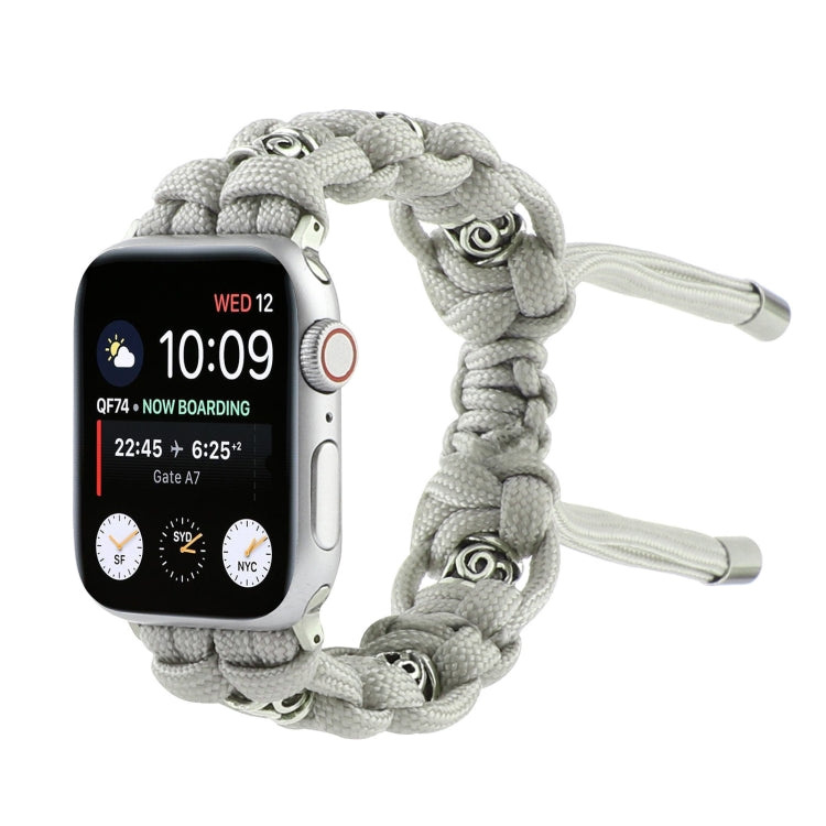 For Apple Watch Series 4 40mm Silk Silver Beads Braided Watch Band(Grey) - Watch Bands by PMC TechLife | Online Shopping South Africa | PMC TechLife