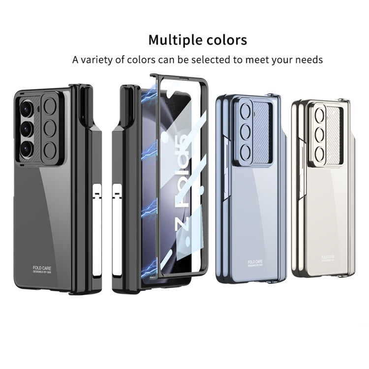 For Samsung Galaxy Z Fold5 5G GKK Integrated Push Lens Window Fold Hinge Phone Case with Pen Slots(Silver) - Galaxy Z Fold5 Cases by GKK | Online Shopping South Africa | PMC Jewellery | Buy Now Pay Later Mobicred