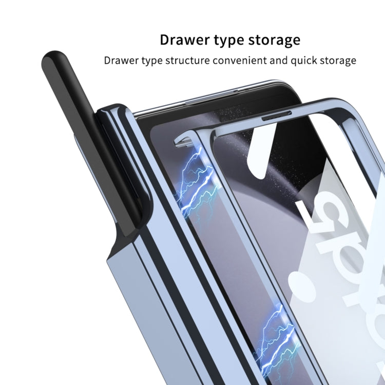 For Samsung Galaxy Z Fold5 5G GKK Integrated Push Lens Window Fold Hinge Phone Case with Pen Slots(Silver) - Galaxy Z Fold5 Cases by GKK | Online Shopping South Africa | PMC Jewellery | Buy Now Pay Later Mobicred