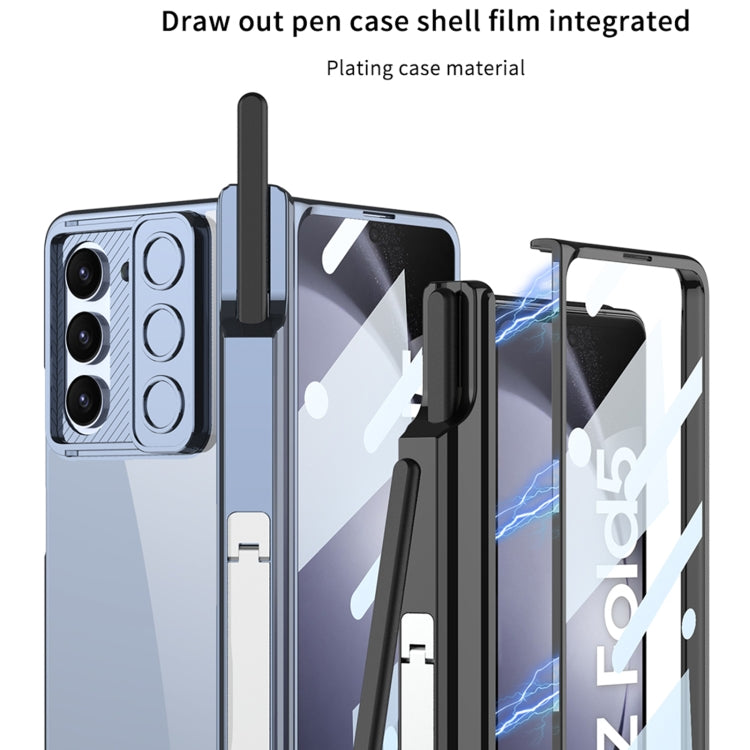 For Samsung Galaxy Z Fold5 5G GKK Integrated Push Lens Window Fold Hinge Phone Case with Pen Slots(Silver) - Galaxy Z Fold5 Cases by GKK | Online Shopping South Africa | PMC Jewellery | Buy Now Pay Later Mobicred