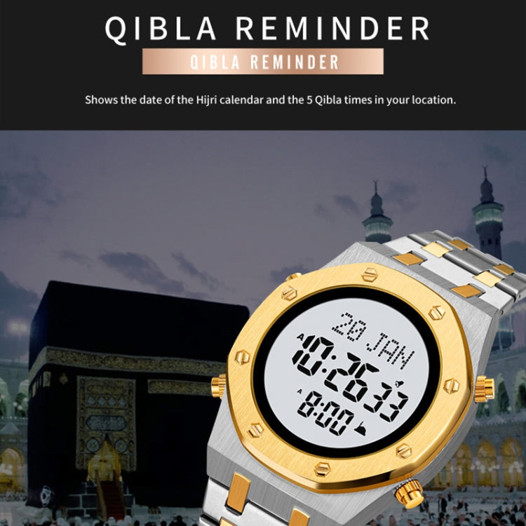 SKMEI 2043 Multifunctional Muslim Worships Compass Digital Wrist Watch(Rose Gold+White) - Metal Strap Watches by SKMEI | Online Shopping South Africa | PMC Jewellery | Buy Now Pay Later Mobicred