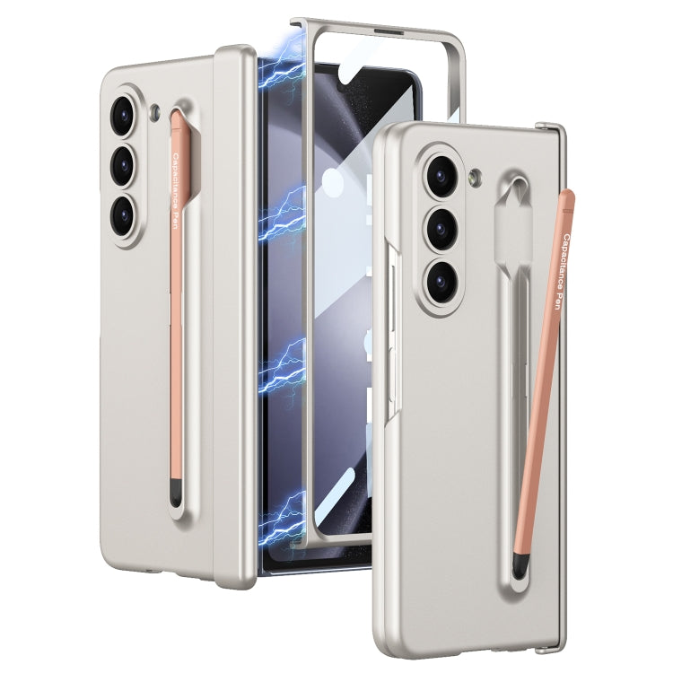 For Samsung Galaxy Z Fold5 5G GKK Integrated Fold Hinge Phone Case with Pen Slots, No Include Pen(Silver) - Galaxy Z Fold5 Cases by GKK | Online Shopping South Africa | PMC Jewellery | Buy Now Pay Later Mobicred