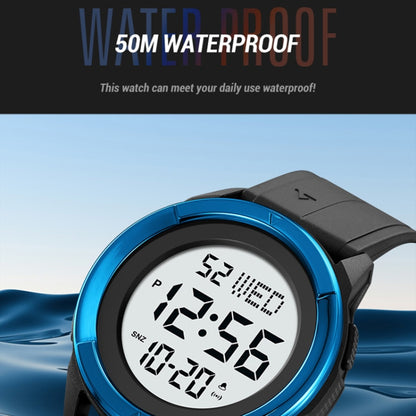 SKMEI 2047 Multifunctional Men 50M Waterproof Sports Digital Wrist Watch(Black+White) - Silicone Strap Watches by SKMEI | Online Shopping South Africa | PMC Jewellery | Buy Now Pay Later Mobicred