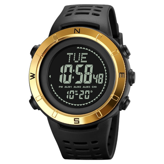 Shimei 2096 Multifunctional Men 50M Waterproof Compass Noctilucent Digital Wrist Watch(Gold) - Silicone Strap Watches by SKMEI | Online Shopping South Africa | PMC Jewellery | Buy Now Pay Later Mobicred