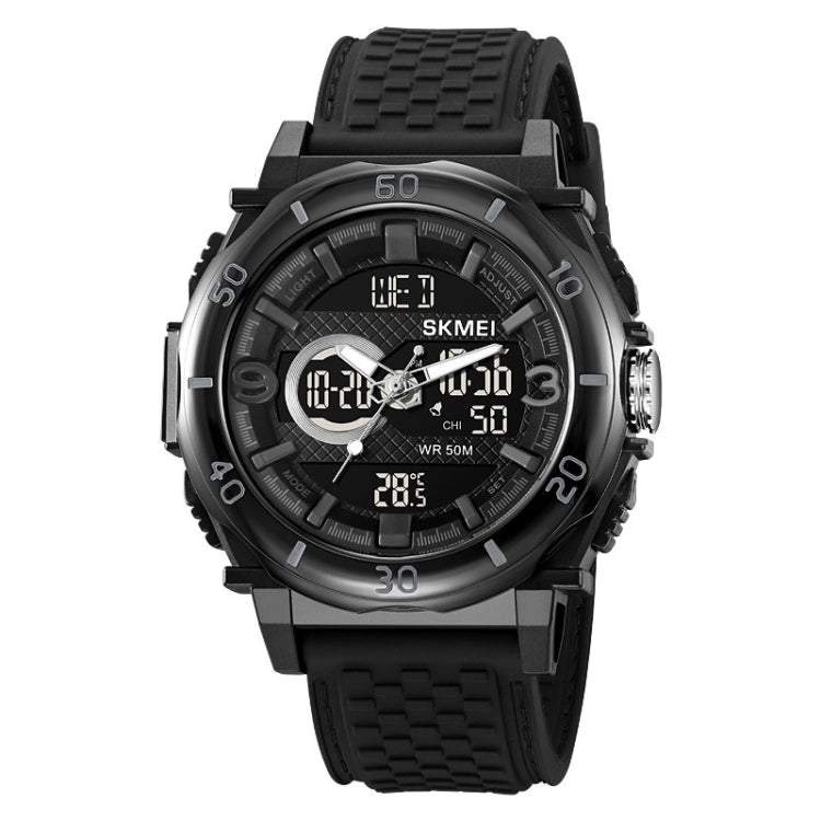 SKMEI 2098 Multifunctional Men 50M Waterproof Thermometer Dual Display Digital Wrist Watch(Black) - Silicone Strap Watches by SKMEI | Online Shopping South Africa | PMC Jewellery | Buy Now Pay Later Mobicred