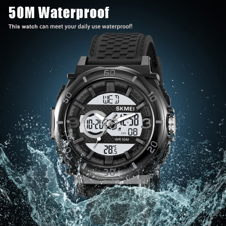 SKMEI 2098 Multifunctional Men 50M Waterproof Thermometer Dual Display Digital Wrist Watch(Black) - Silicone Strap Watches by SKMEI | Online Shopping South Africa | PMC Jewellery | Buy Now Pay Later Mobicred