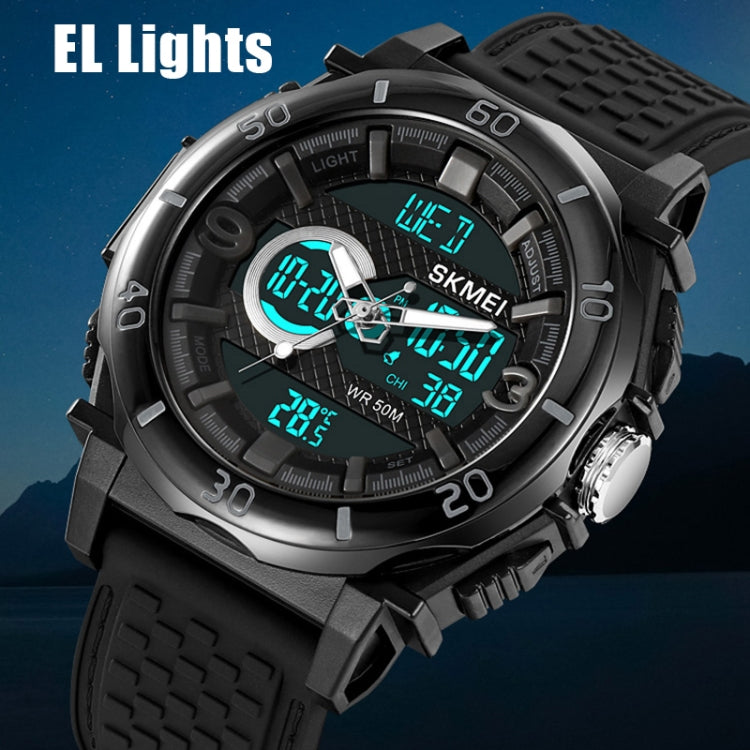 SKMEI 2098 Multifunctional Men 50M Waterproof Thermometer Dual Display Digital Wrist Watch(Black) - Silicone Strap Watches by SKMEI | Online Shopping South Africa | PMC Jewellery | Buy Now Pay Later Mobicred