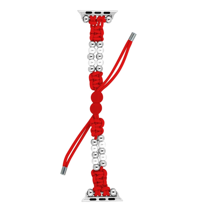 For Apple Watch SE 40mm Paracord Row Beads Drawstring Braided Watch Band(Red) - free shipping - PMC TechLife - Order now!
