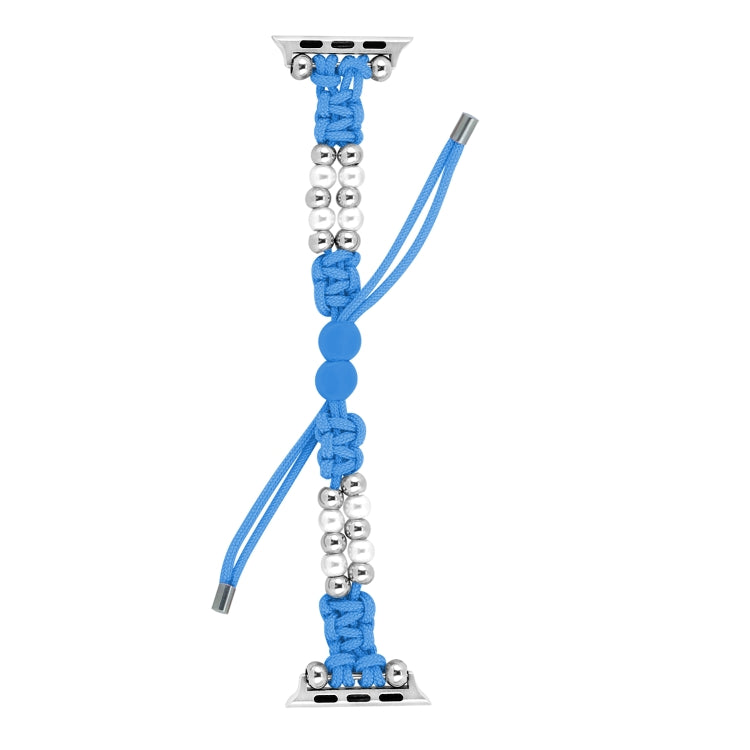 For Apple Watch Series 2 42mm Paracord Row Beads Drawstring Braided Watch Band(Blue) - Watch Bands by PMC TechLife | Online Shopping South Africa | PMC TechLife