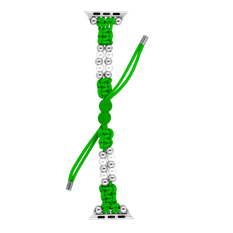 For Apple Watch Series 2 42mm Paracord Row Beads Drawstring Braided Watch Band(Green) - Watch Bands by PMC TechLife | Online Shopping South Africa | PMC TechLife