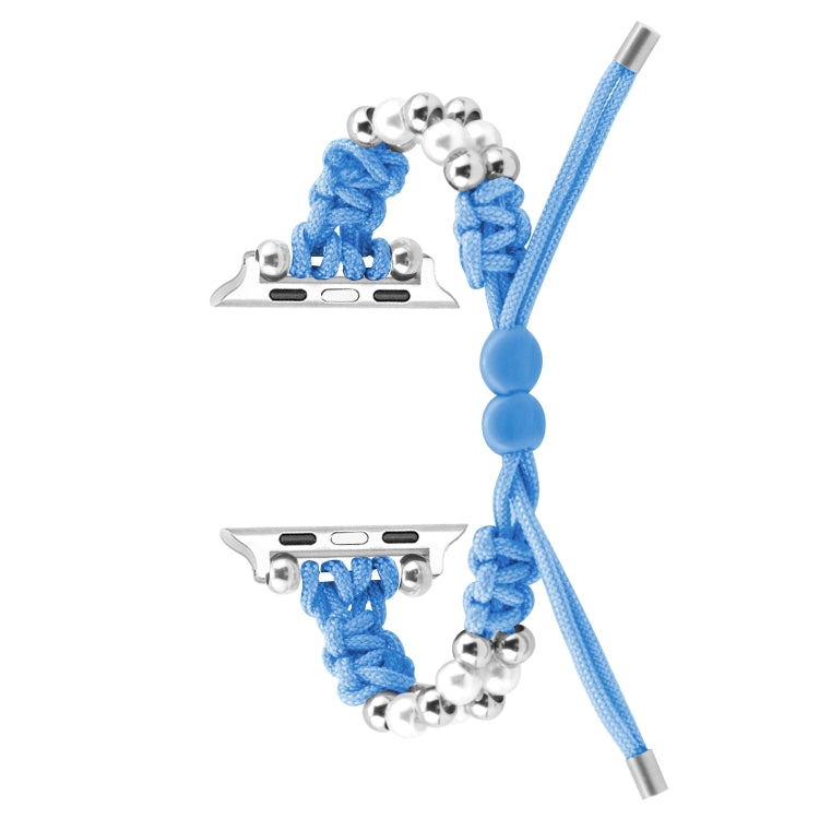 For Apple Watch Series 2 38mm Paracord Row Beads Drawstring Braided Watch Band(Blue) - Watch Bands by PMC TechLife | Online Shopping South Africa | PMC TechLife