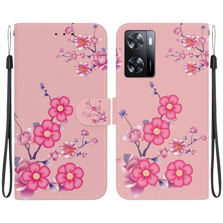 For OPPO A57 5G / A57s 4G Crystal Texture Colored Drawing Leather Phone Case(Cherry Blossoms) - free shipping - PMC TechLife - Order now!