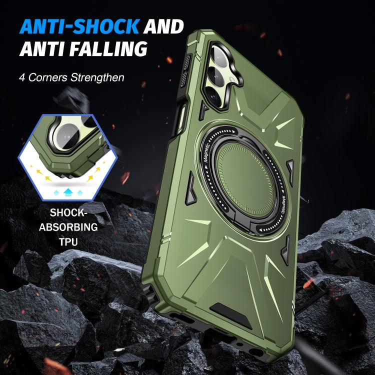 For Samsung Galaxy A14 4G/5G MagSafe Magnetic Shockproof Phone Case with Ring Holder(Dark Green) - Galaxy Phone Cases by PMC Jewellery | Online Shopping South Africa | PMC Jewellery