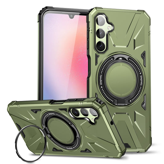 For Samsung Galaxy A24 5G MagSafe Magnetic Shockproof Phone Case with Ring Holder(Dark Green) - Galaxy Phone Cases by PMC Jewellery | Online Shopping South Africa | PMC Jewellery