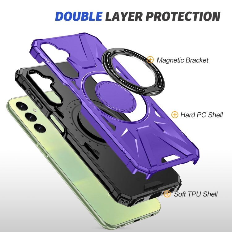 For Samsung Galaxy A24 5G MagSafe Magnetic Shockproof Phone Case with Ring Holder(Purple) - Galaxy Phone Cases by PMC TechLife | Online Shopping South Africa | PMC TechLife