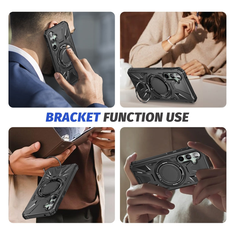 For Samsung Galaxy A15 MagSafe Magnetic Shockproof Phone Case with Ring Holder(Black) - Galaxy Phone Cases by PMC Jewellery | Online Shopping South Africa | PMC Jewellery