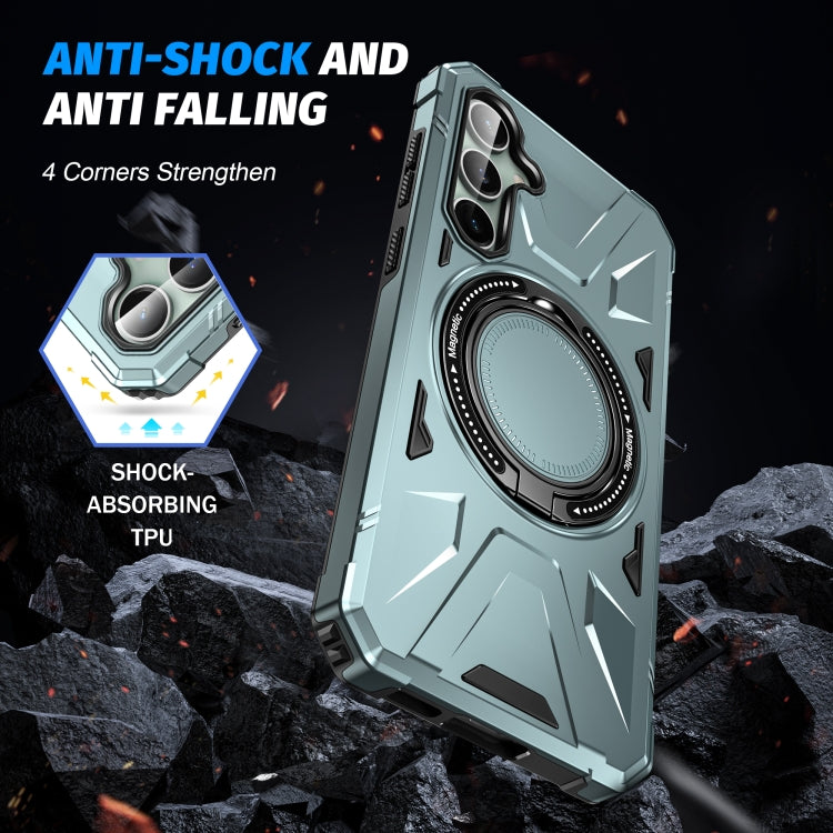 For Samsung Galaxy A15 MagSafe Magnetic Shockproof Phone Case with Ring Holder(Green) - Galaxy Phone Cases by PMC TechLife | Online Shopping South Africa | PMC TechLife | Buy Now Pay Later Mobicred