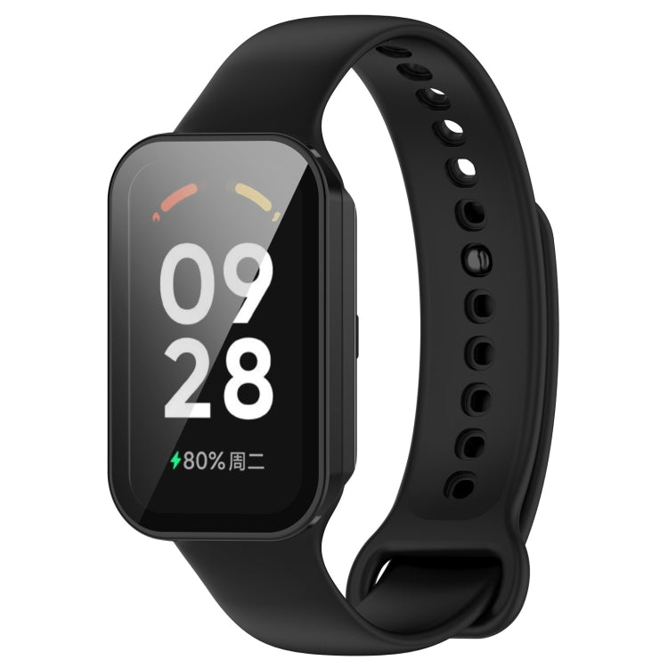 For Xiaomi Smart Band 8 Active / Redmi Band 2 PC + Tempered Film Integrated Watch Protective Case(Black) - Watch Cases by PMC Jewellery | Online Shopping South Africa | PMC Jewellery