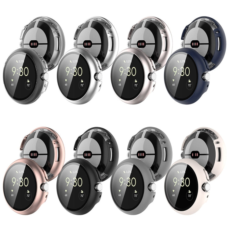 For Google Pixel Watch 2 PC + Tempered Film Integrated Watch Protective Case(Transparent White) - Watch Cases by PMC TechLife | Online Shopping South Africa | PMC TechLife