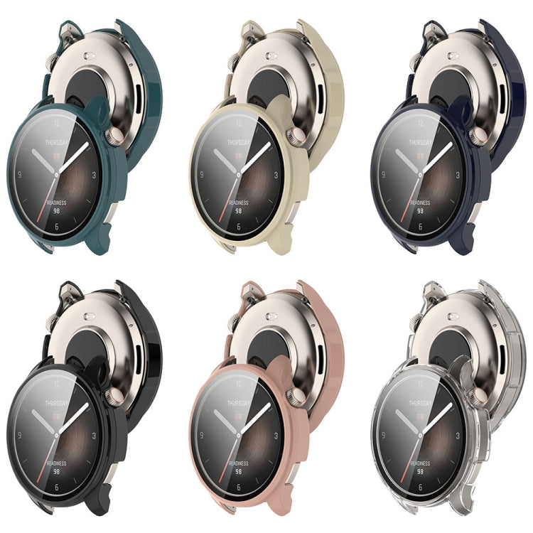 For Amazfit Balance A2286 PC + Tempered Film Integrated Watch Protective Case(Ink Blue) - Watch Cases by PMC TechLife | Online Shopping South Africa | PMC TechLife