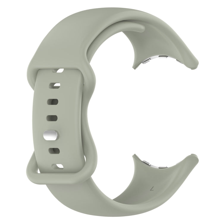 For Google Pixel Watch 2 Solid Color Silicone Watch Band, Size:S Size(Grey Green) - Watch Bands by PMC TechLife | Online Shopping South Africa | PMC TechLife