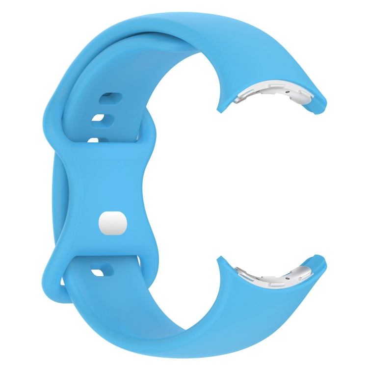 For Google Pixel Watch 2 Solid Color Silicone Watch Band, Size:S Size(Sky Blue) - Watch Bands by PMC TechLife | Online Shopping South Africa | PMC TechLife