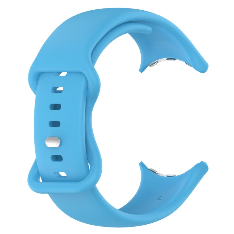 For Google Pixel Watch 2 Solid Color Silicone Watch Band, Size:L Size(Sky Blue) - Watch Bands by PMC TechLife | Online Shopping South Africa | PMC TechLife