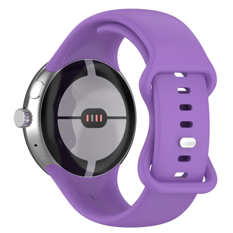 For Google Pixel Watch 2 Solid Color Silicone Watch Band, Size:L Size(Purple) - Watch Bands by PMC TechLife | Online Shopping South Africa | PMC TechLife