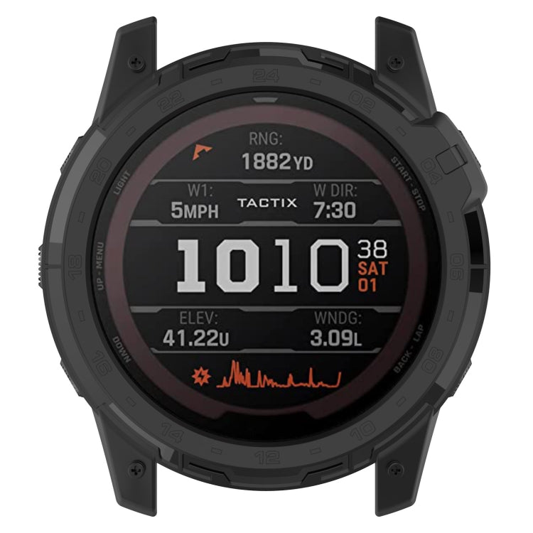 For Garmin Tactix 7 Amoled Armor Hollow TPU Watch Protective Case(Black) - Watch Cases by PMC TechLife | Online Shopping South Africa | PMC TechLife