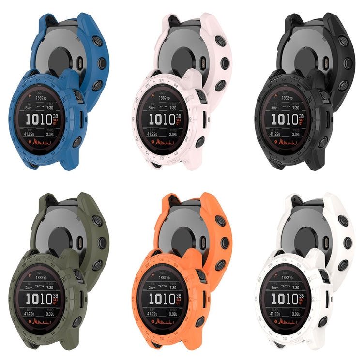 For Garmin Tactix 7 Amoled Armor Hollow TPU Watch Protective Case(Ivory White) - Watch Cases by PMC TechLife | Online Shopping South Africa | PMC TechLife