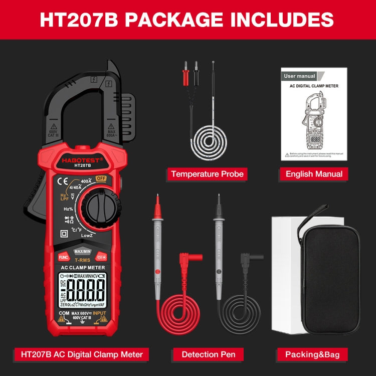 HABOTEST HT207B Multifunctional Digital Clamp Multimeter - free shipping - PMC TechLife - Order now!