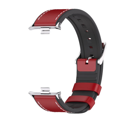 For Xiaomi Mi Band 8 Pro Mijobs TPU Leather Watch Band(Red Silver) - Watch Bands by MIJOBS | Online Shopping South Africa | PMC Jewellery