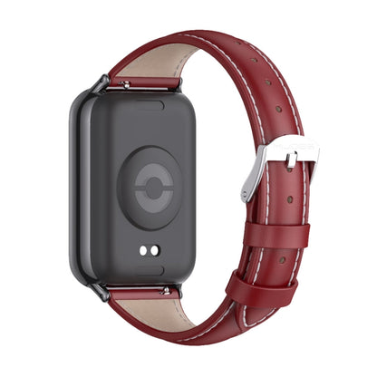 For Xiaomi Smart Band 9 Pro / 8 Pro Mijobs Genuine Leather Slim Watch Band(Red Black) - Watch Bands by MIJOBS | Online Shopping South Africa | PMC Jewellery | Buy Now Pay Later Mobicred