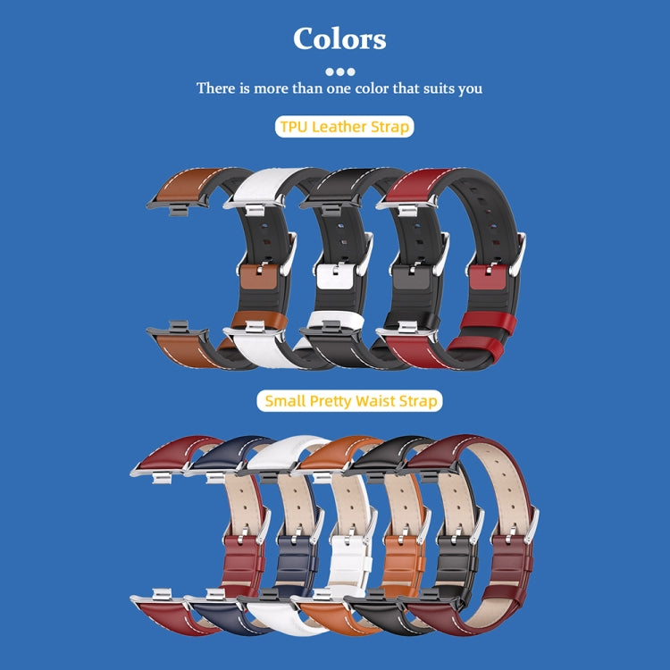 For Xiaomi Smart Band 9 Pro / 8 Pro Mijobs Genuine Leather Slim Watch Band(Red Black) - Watch Bands by MIJOBS | Online Shopping South Africa | PMC Jewellery | Buy Now Pay Later Mobicred