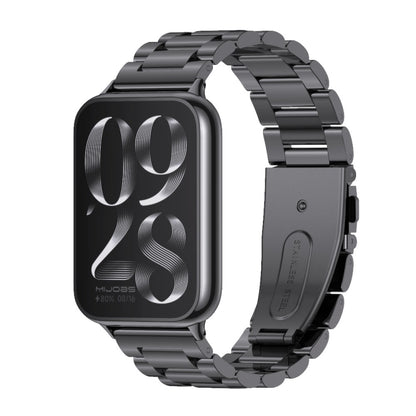 For Xiaomi Mi Band 8 Pro Mijobs Three-Bead Stainless Steel Watch Band(Black) - Watch Bands by MIJOBS | Online Shopping South Africa | PMC Jewellery