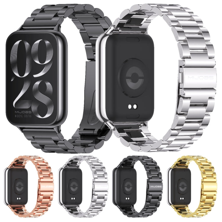 For Xiaomi Mi Band 8 Pro Mijobs Three-Bead Stainless Steel Watch Band(Silver) - Watch Bands by MIJOBS | Online Shopping South Africa | PMC Jewellery