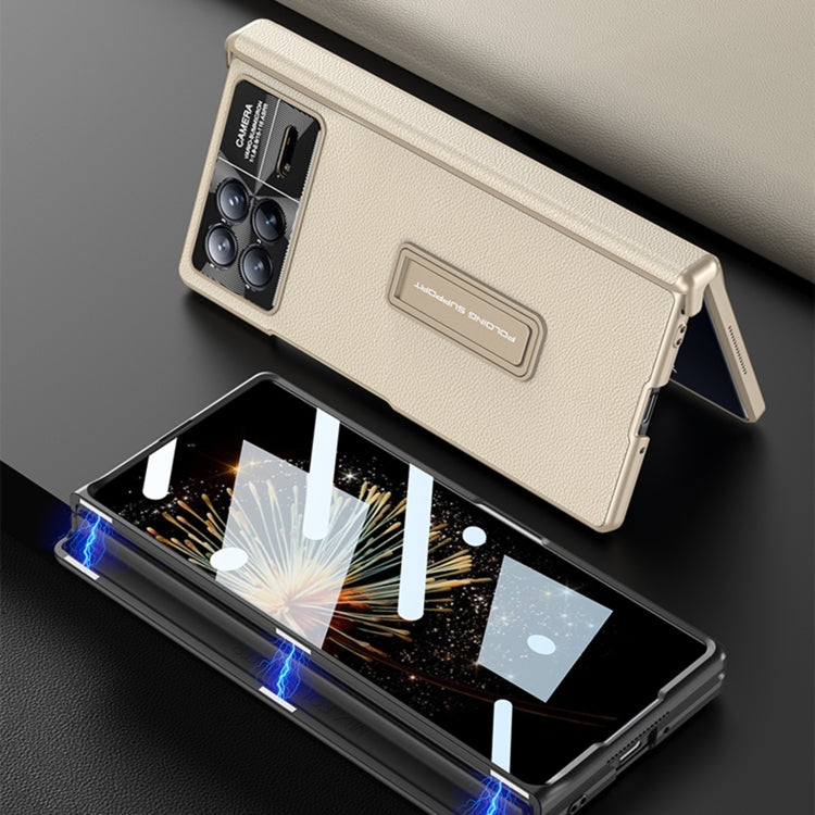 For Xiaomi Mix Fold 3 GKK Magnetic Hinge Flip Leather Phone Case with Holder(Gold) - Xiaomi Cases by GKK | Online Shopping South Africa | PMC Jewellery | Buy Now Pay Later Mobicred