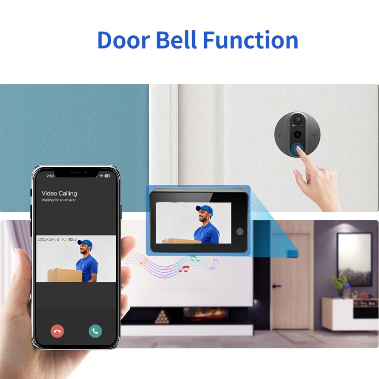 ESCAM C86 1080P 4.3 inch Smart WiFi Digital Door Viewer Supports Wide-Angle PIR & Night Vision & Dingdong Photo(White) - Video DoorBell by ESCAM | Online Shopping South Africa | PMC Jewellery | Buy Now Pay Later Mobicred