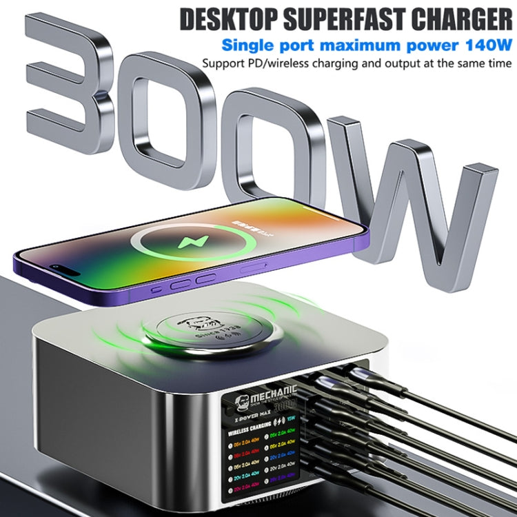 Mechanic X-Power Series Multiport Digital Display USB Charger Station with Wireless Charging, Total Power:300W(EU Plug) - Dock Charger by MECHANIC | Online Shopping South Africa | PMC Jewellery | Buy Now Pay Later Mobicred