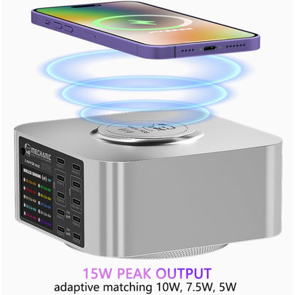 Mechanic X-Power Series Multiport Digital Display USB Charger Station with Wireless Charging, Total Power:300W(EU Plug) - Dock Charger by MECHANIC | Online Shopping South Africa | PMC Jewellery | Buy Now Pay Later Mobicred