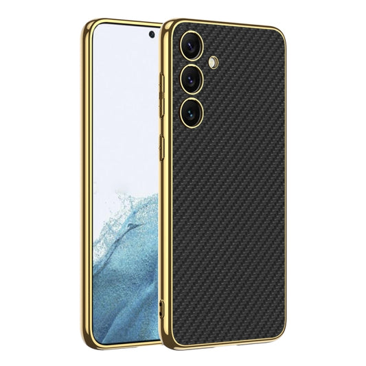 For Samsung Galaxy S24 5G GKK Plating TPU + Leather Full Coverage Phone Case(Carbon Fiber) - Galaxy S24 5G Cases by GKK | Online Shopping South Africa | PMC Jewellery | Buy Now Pay Later Mobicred