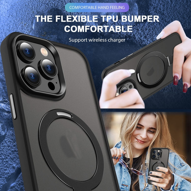 For iPhone 13 Pro Max Skin-feel MagSafe Holder PC Hybrid TPU Phone Case(Black) - free shipping - PMC TechLife - Order now!