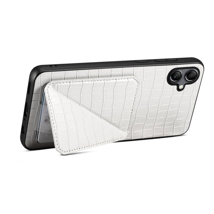 For Samsung Galaxy A32 5G Denior Imitation Crocodile Leather Back Phone Case with Holder(White) - Galaxy Phone Cases by Denior | Online Shopping South Africa | PMC TechLife